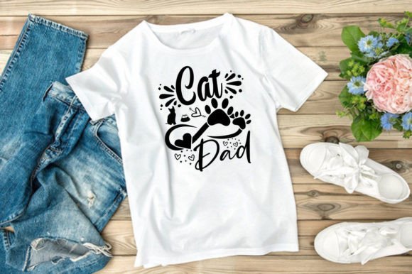 CAT DAD T-SHIRT DESIGN Graphics Asset for T-Shirt Designs